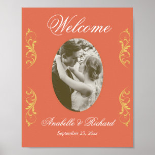 Elegant Wedding Welcome Sign Poster with Photo
