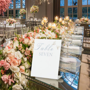 Elegant Wedding white Doves Table Number Pedestal Sign