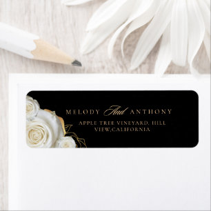 Elegant Wedding White Rose Return Address Label