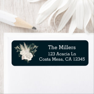 Elegant Wedding White Roses Return Address Label
