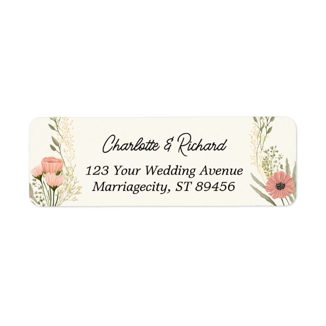 Elegant Wedding Wildflower Garden Return Address (Front)