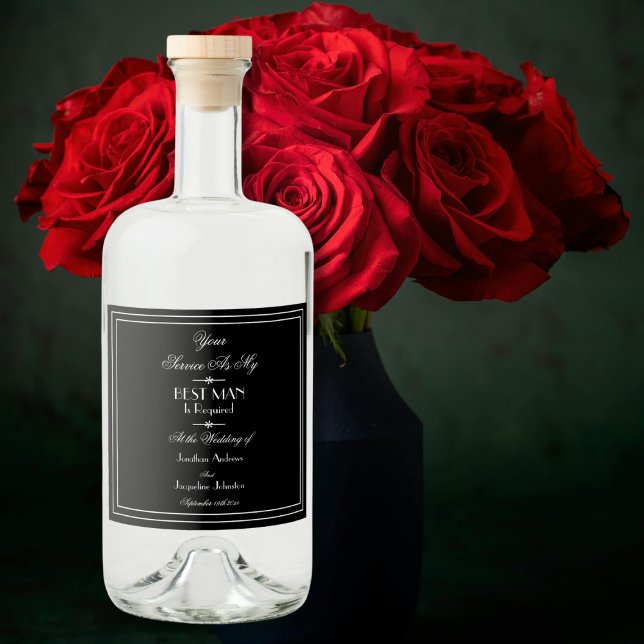 Elegant Wedding Will you be My Best Man Proposal  Liquor Bottle Label (Elegant Wedding - Will you be My Best Man Proposal Liquor Bottle Label.)