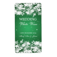 Elegant Wedding Wine Label Dazzling Stars Green