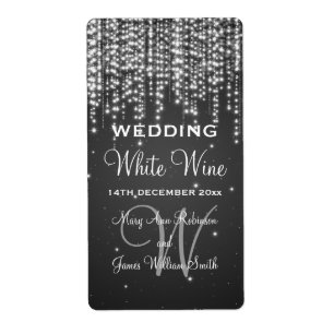 Elegant Wedding Wine Label Night Dazzle Black
