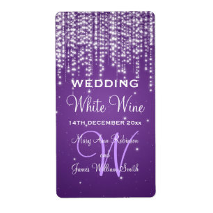 Elegant Wedding Wine Label Night Dazzle Purple