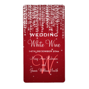 Elegant Wedding Wine Label Night Dazzle Red
