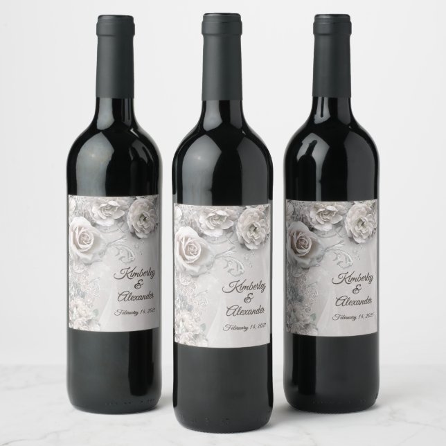 Elegant Wedding Wine Label with your Names & Date (Bottles)