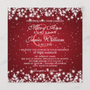 Elegant Wedding Winter Sparkle Red Invitation