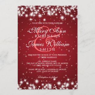 Elegant Wedding Winter Sparkle Red Invitation