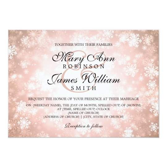 Elegant Wedding Winter Wonderland Sparkle Copper Card