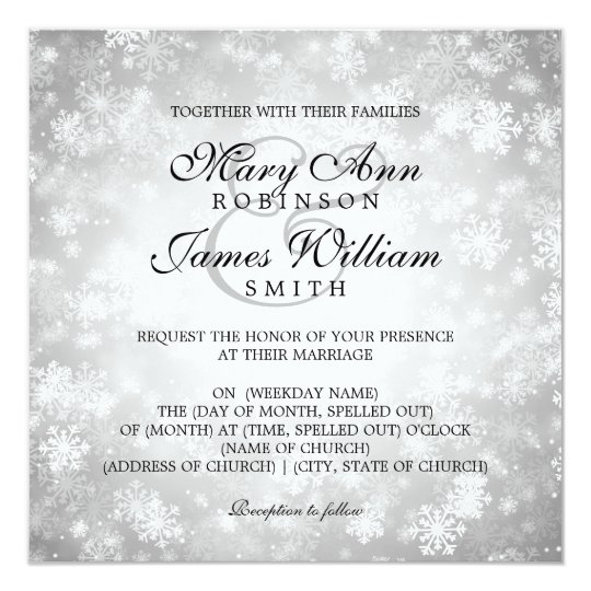 Elegant Wedding Winter Wonderland Sparkle Silver Card