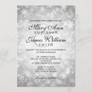 Elegant Wedding Winter Wonderland Sparkle Silver Invitation