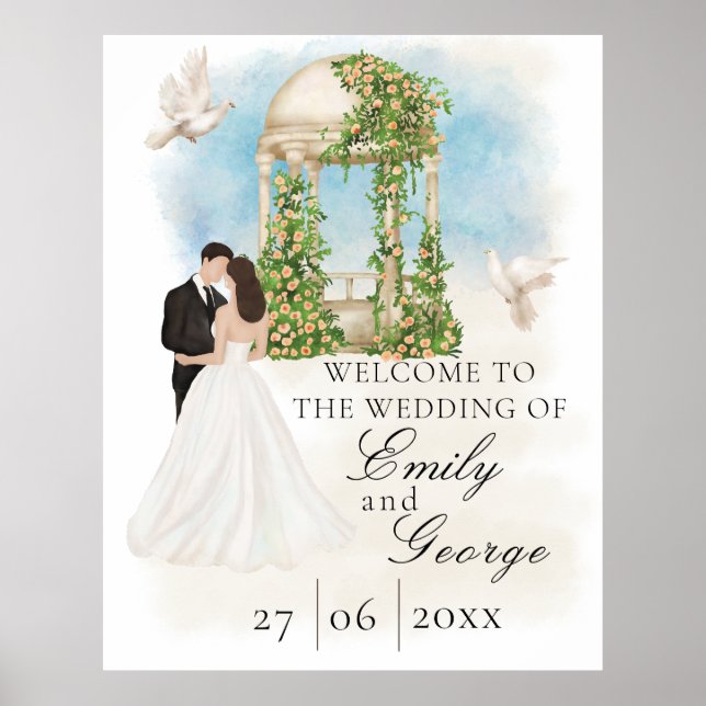 Elegant Wedding with Bride and Groom Gazebo Poster (Front)