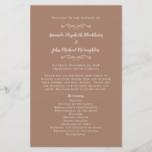 Elegant Weddings Mocha Modern Ceremony Programs