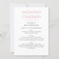 Elegant Weekend Birthday Itinerary Invitation