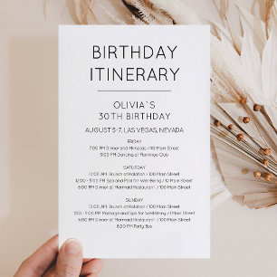 Elegant Weekend Birthday Itinerary Invitation