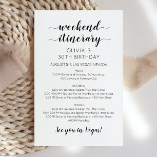 Elegant Weekend Birthday Itinerary Invitation