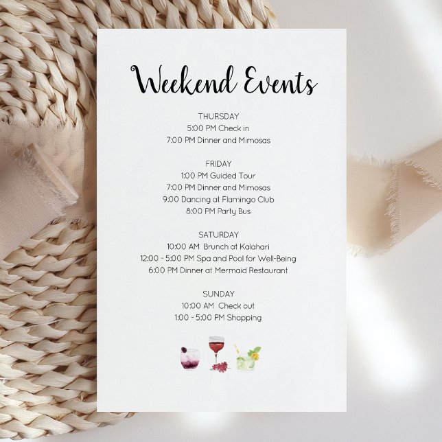 Elegant Weekend Events Itinerary Invitation (Elegant Weekend Events Itinerary Invitation)
