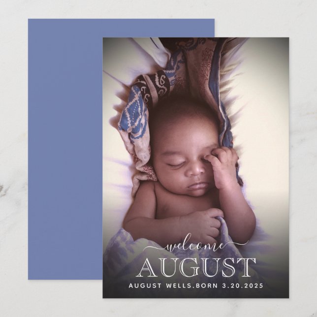 Elegant Welcome Baby Birth Announcement Photo Card (Front/Back)
