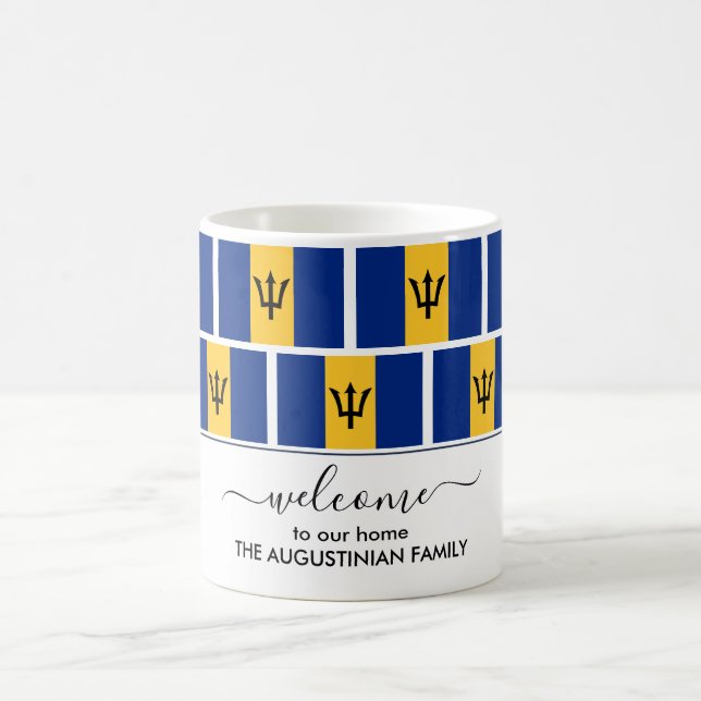 Elegant Welcome BARBADOS FLAG Coffee Mug (Center)
