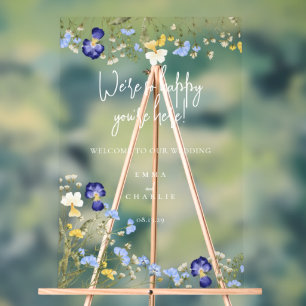 Elegant Welcome Boho wildflowers Wedding  Acrylic Sign