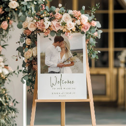 Elegant Welcome Calligraphy Wedding Photo