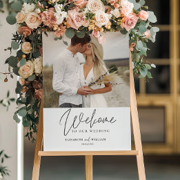 Elegant Welcome Calligraphy Wedding Photo