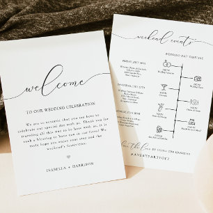 Elegant Welcome Letter Timeline Wedding Card