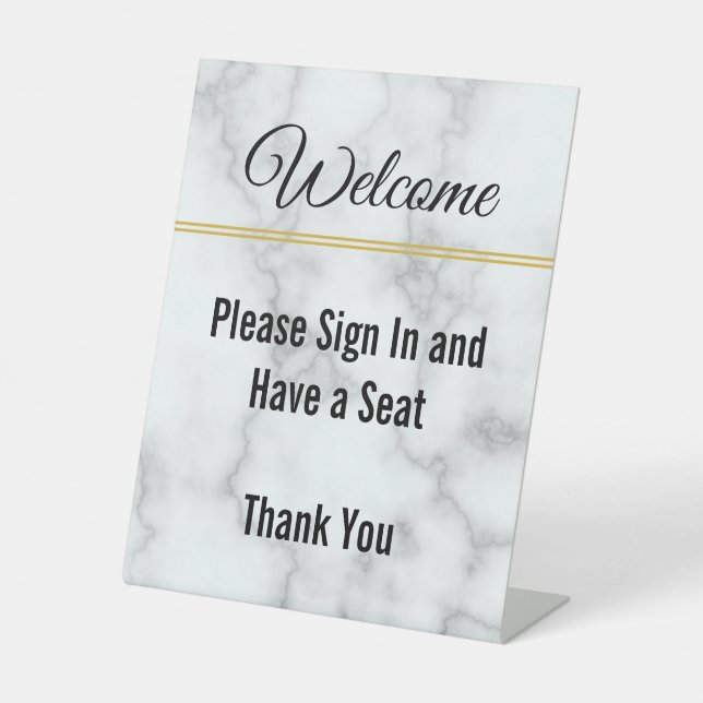 Elegant Welcome Please Sign In and Have a Seat (Front)