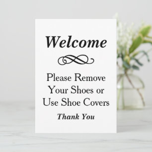Elegant Welcome Remove Shoes Sign