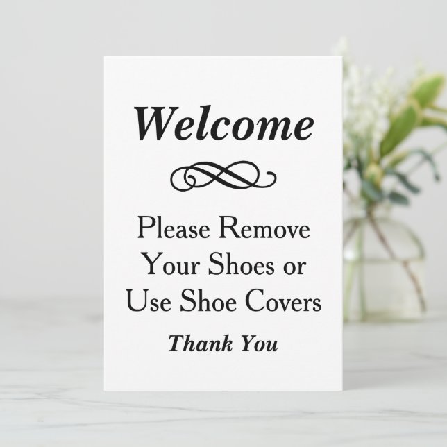 Elegant Welcome Remove Shoes Sign (Standing Front)