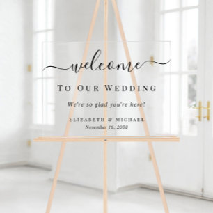 Elegant Welcome To Our Wedding Acrylic Sign