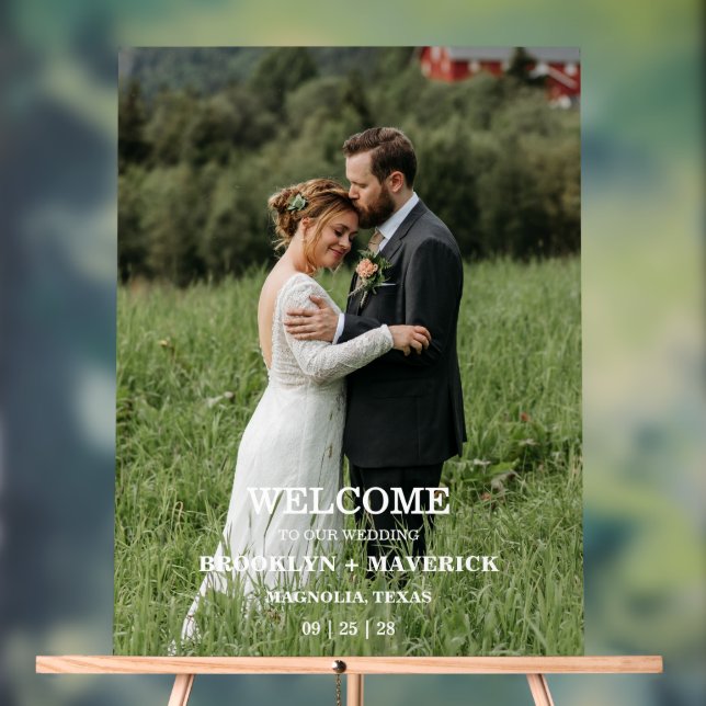 Elegant Welcome To Our Wedding Photo Acrylic Sign (Neutral)