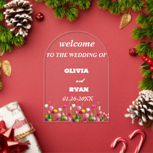 elegant welcome to our wedding sign acrylic invitations