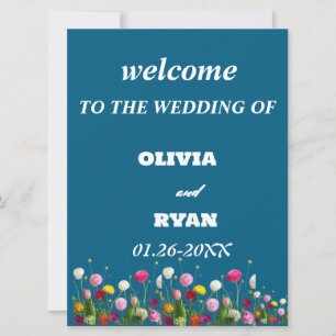 elegant welcome to our wedding sign card