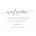Elegant Welcome to Unplugged Wedding Ceremony Sign