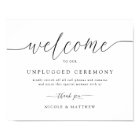 Elegant Welcome to Unplugged Wedding Ceremony Sign