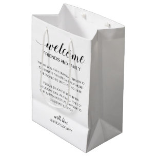 Elegant Welcome to Wedding Guest Accomodation Medium Gift Bag