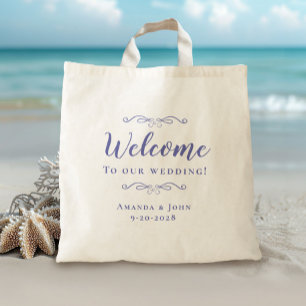 Elegant Welcome Wedding Guest Favours Periwinkle Tote Bag