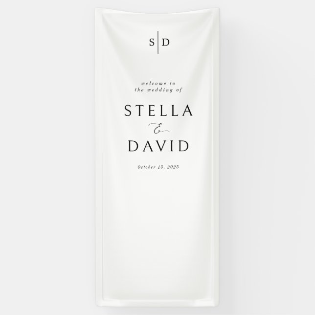 Elegant Welcome Wedding Monogram Decor Banner (Vertical)