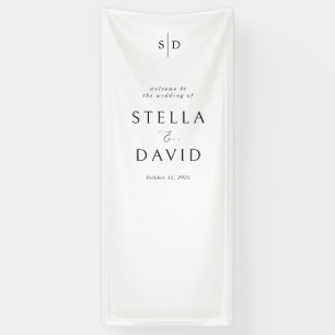 Elegant Welcome Wedding Monogram Fabric Banner