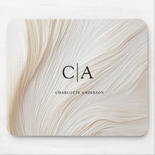 Elegant, Wellen, Monogramm Mouse Pad