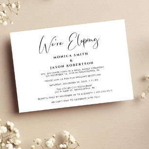 Elegant We're Eloping Wedding Reception Invitation