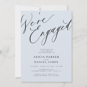 Elegant We're Engaged dusty blue engagement party Invitation