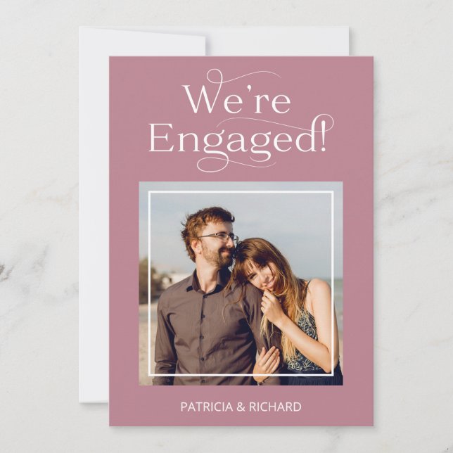 Elegant We're Engaged Engagement Announcement (Front)