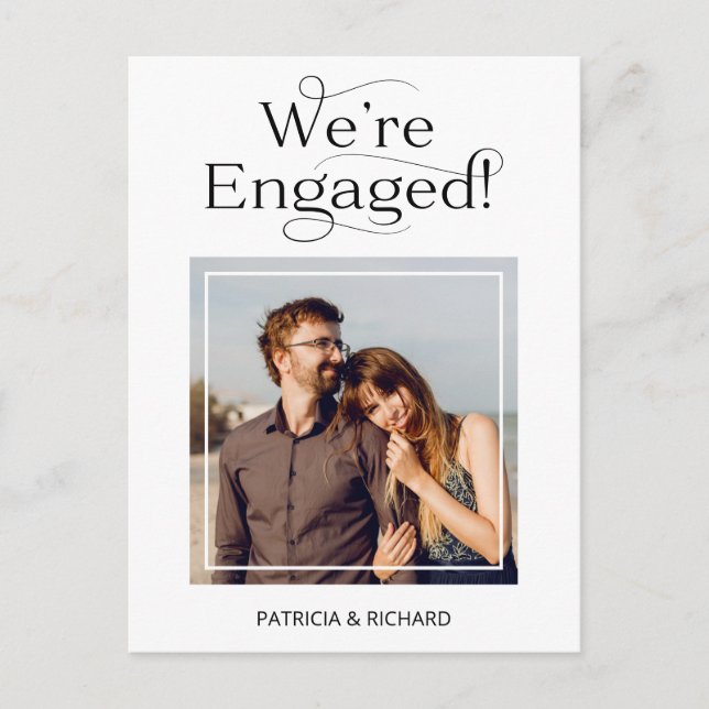 Elegant We're Engaged Engagement Announcement Postcard (Front)