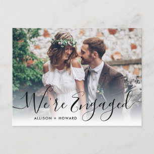 Elegant We're Engaged Photo Chic Script Engagement Announcement Postcard
