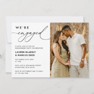 Elegant We're Engaged Photo Engagement Party Invitation