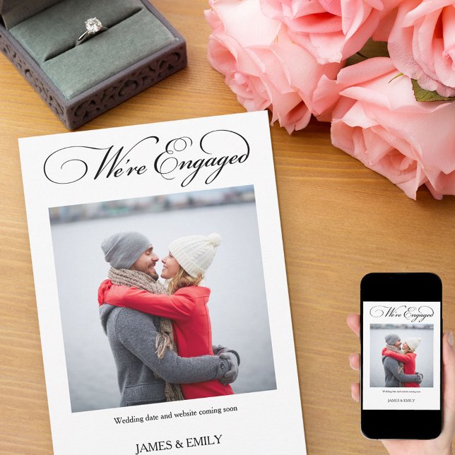 Elegant We're Engaged Script Photo Engagement Announcement (Creator Uploaded)