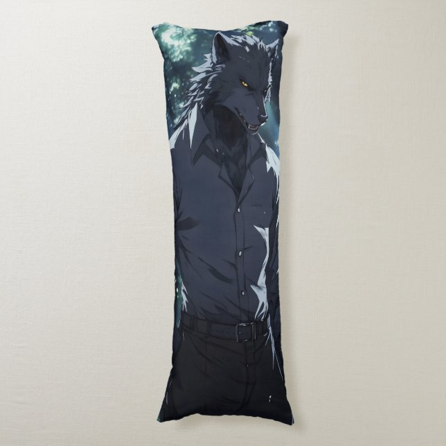Elegant Werewolf Anime Body Cushion (Front Vertical)